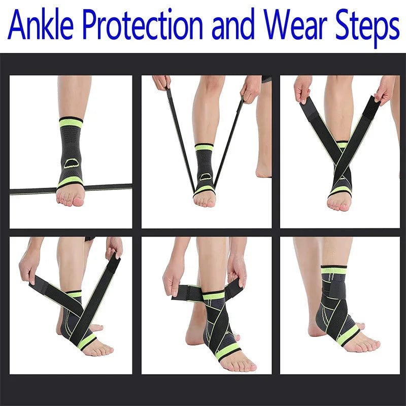 Adjustable Ankle Support Compression Ankle Brace Protector for Running Soccer Basketball Nylon Knitted Gym Bandage Ankle Strap